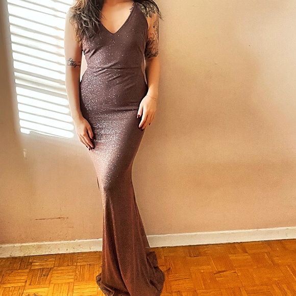 *NWT* Sparkly Taupe Maxi Dress - Picture 1 of 4